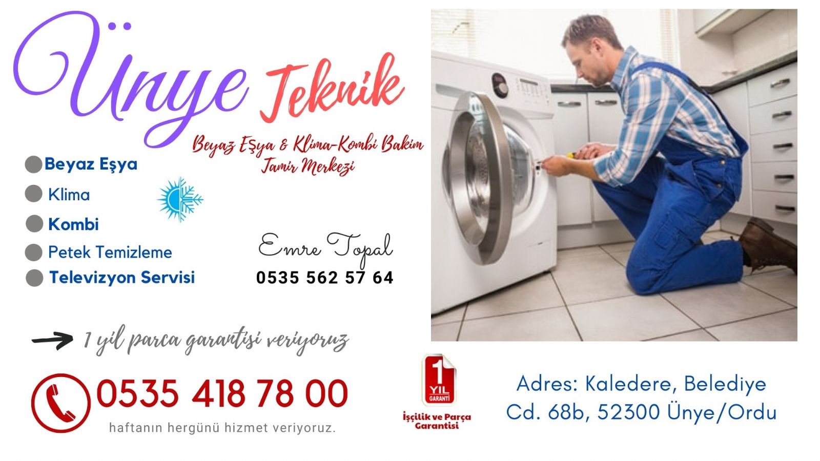 Ünye Çamaşır makinası Tamircisi - Servisi